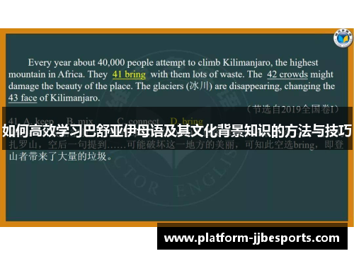 如何高效学习巴舒亚伊母语及其文化背景知识的方法与技巧 如何高效学习巴舒亚伊母语及其文化背景知识的方法与技巧